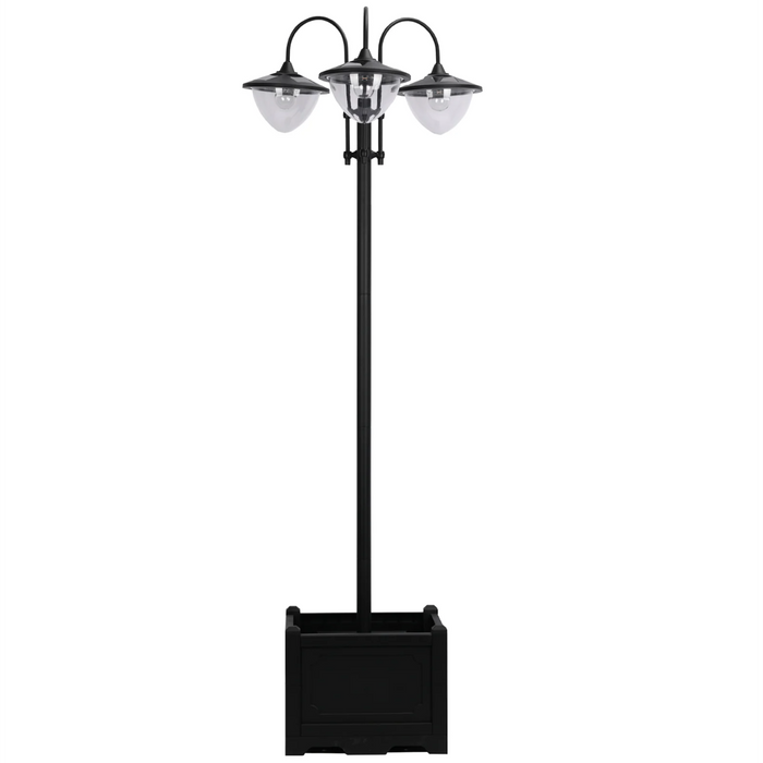 Medina Azusa Tuinlamp - Buitenverlichting - Solarlight - 3-Kops - Bloempotvoet - Waterdicht - RVS -  Zwart - 60 x 55 x 189 cm