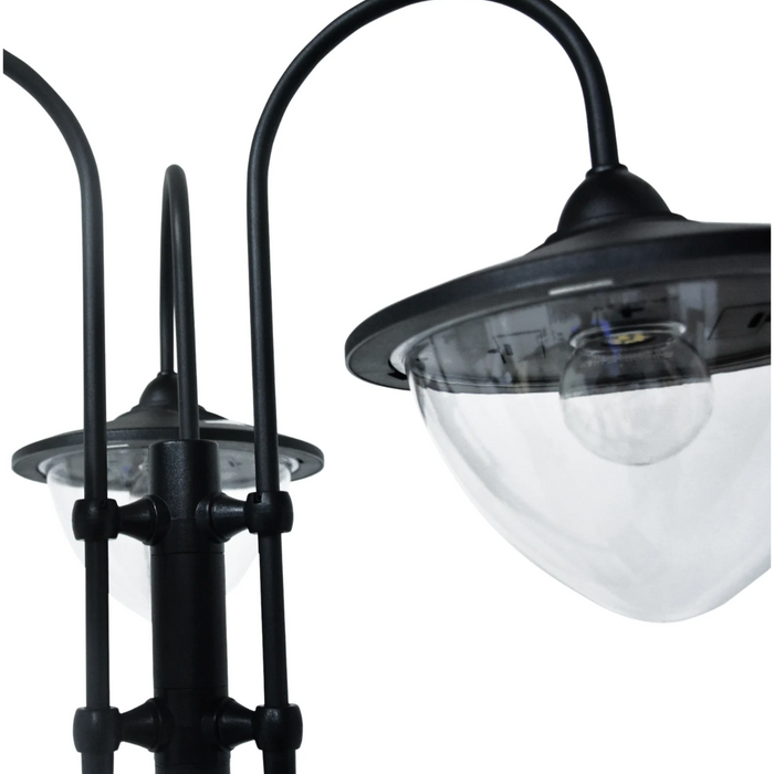Medina Azusa Tuinlamp - Buitenverlichting - Solarlight - 3-Kops - Bloempotvoet - Waterdicht - RVS -  Zwart - 60 x 55 x 189 cm