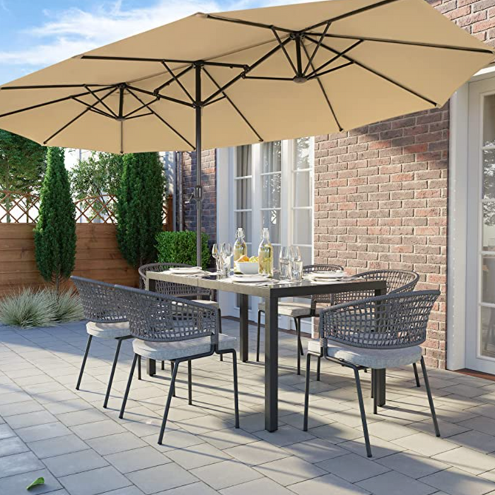 Nancy's Brentha Parasol - UV-Bescherming - Dubbel - Zwendel - Taupe - 460 x 270 cm