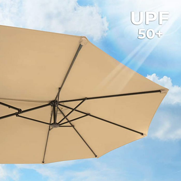 Nancy's Brentha Parasol - UV-Bescherming - Dubbel - Zwendel - Taupe - 460 x 270 cm