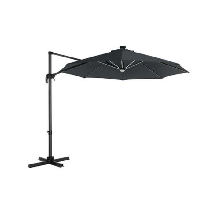 Nancy's Harfred Zweefparasol - LED-Verlichting - UV Bescherming - UPF 50+ - Verstelbaar - Slinger - Grijs -