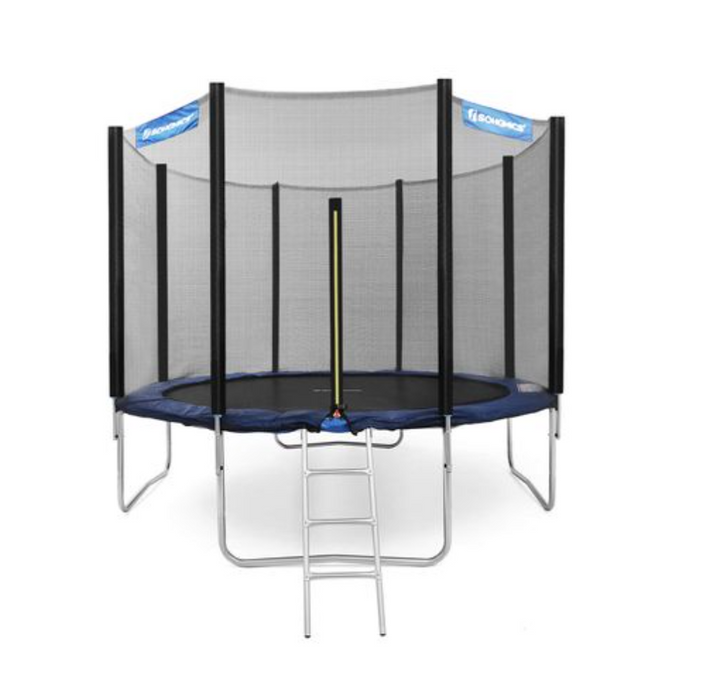 Nancy's Chaver Trampoline - Tuintrampoline - Veiligheidsnet - Ladder - Stangen - Veiligheidshoes - Zwart - Blauw - Staal - 366 cm