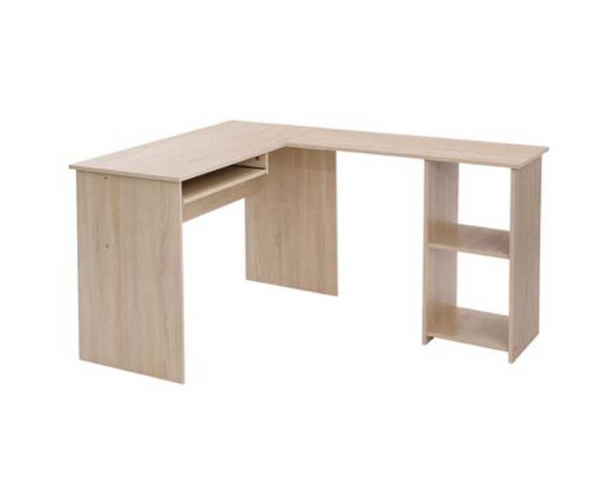 Nancy's Clifton Bureau - Computertafel - L-Vormig - Hoekbureau - Eiken - Bewerkt Hout - 140 x 120 x 75 cm