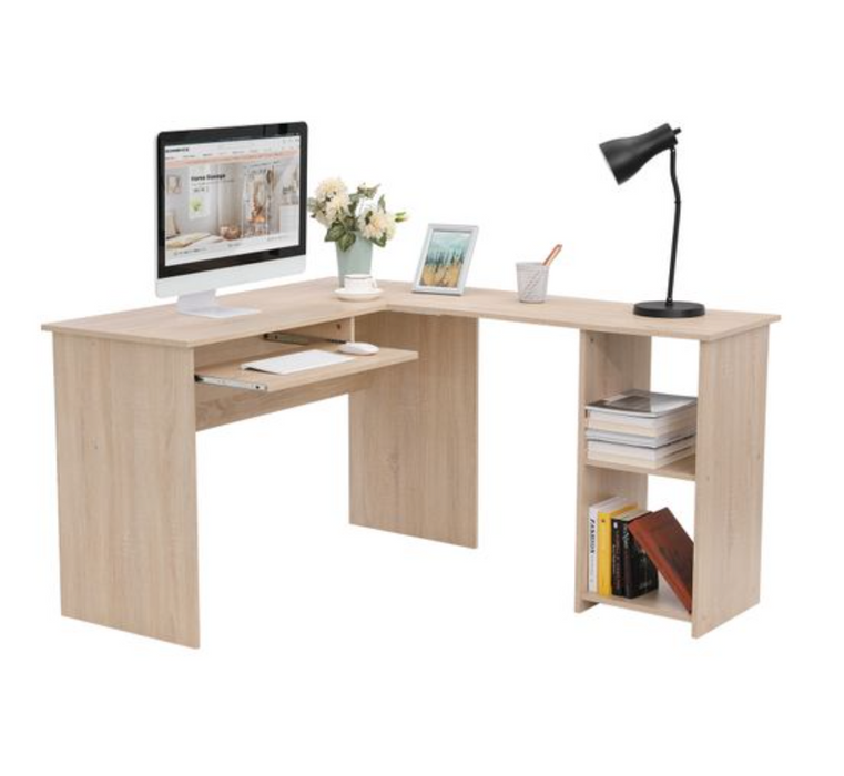 Nancy's Clifton Bureau - Computertafel - L-Vormig - Hoekbureau - Eiken - Bewerkt Hout - 140 x 120 x 75 cm