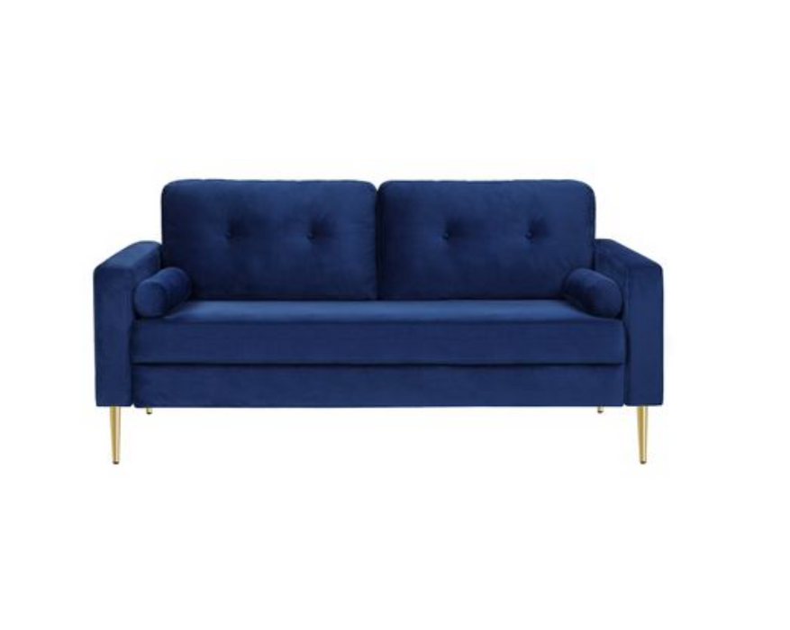 Nancy's Clive Bank - Sofa - 2-Zits - Rugkussens - Metaal - Fluweel - Eucalyptushout - Grijs - 181 x 82 x 86 cm