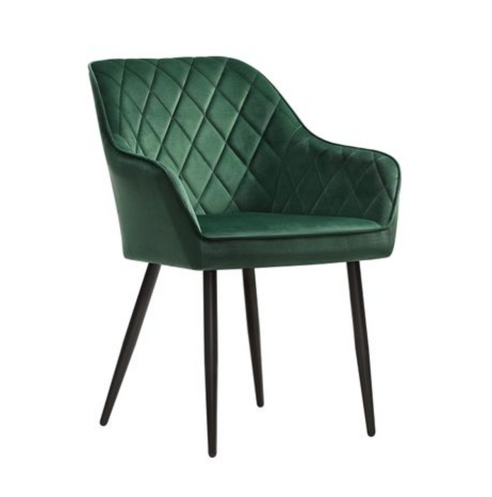 Nancy's Cloverdale Eetkamerstoelen - Set Van 2 - Fauteuils - Fluweel - Metaal - Groen/Grijs - 62,5 x 60 x 85 cm