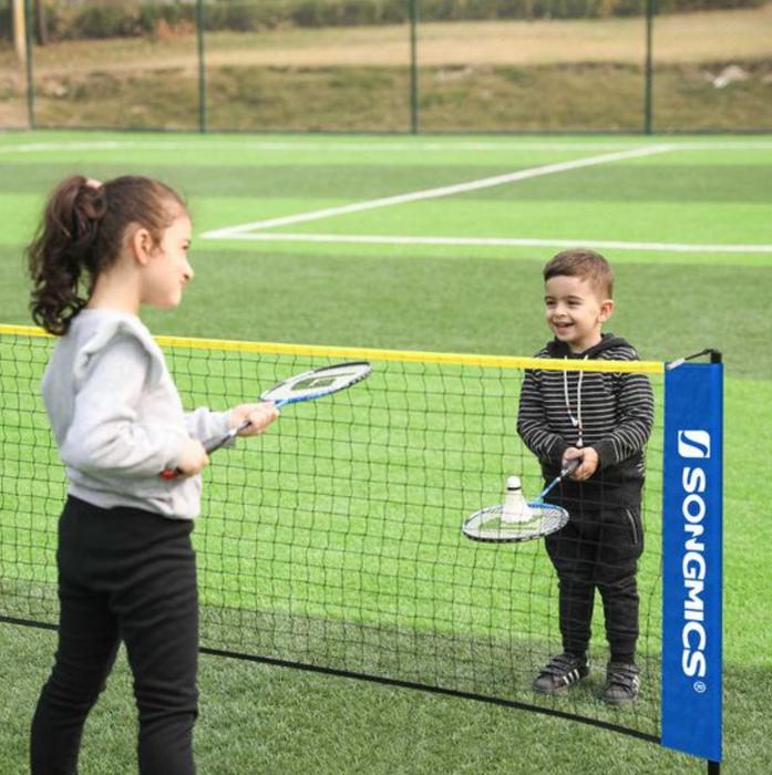 Nancy's Curtis Badmintonnet - Volleybalnet - Tennisnet - Blauw - Geel - Metaal - Kunststof - Draagtas - Verstelbaar - 500 x 103 x 155 cm