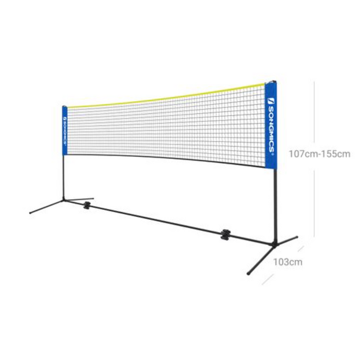 Nancy's Curtis Badmintonnet - Volleybalnet - Tennisnet - Blauw - Geel - Metaal - Kunststof - Draagtas - Verstelbaar - 500 x 103 x 155 cm