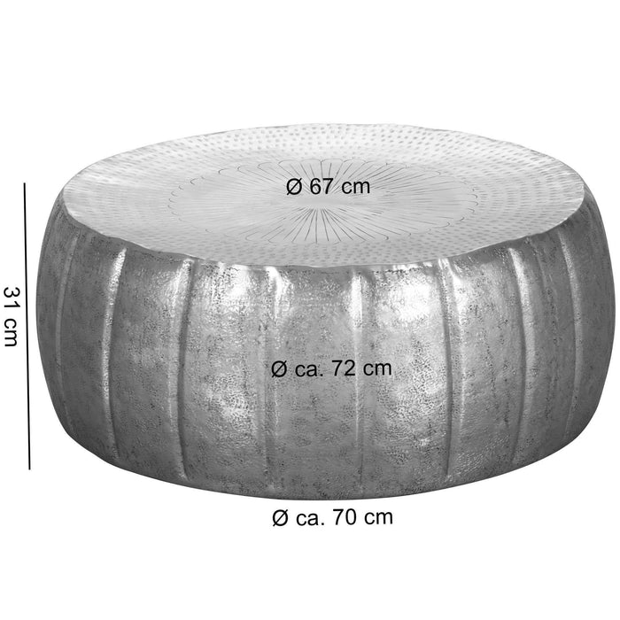 Medina Aluminium Salontafel - Ronde Bijzettafel - Zilver - 72 x 31 x 72 cm