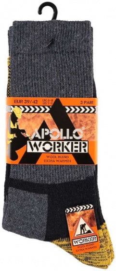 Apollo Werksokken Thermo Polyester /Zwart 3 Paar
