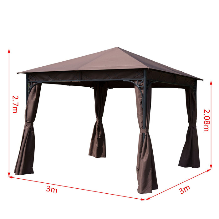 Medina Livonia Paviljoen - Partytent - Luxe - Zijwanden - Waterafstotend - 3x3 m - Staal - Polyester - Bruin