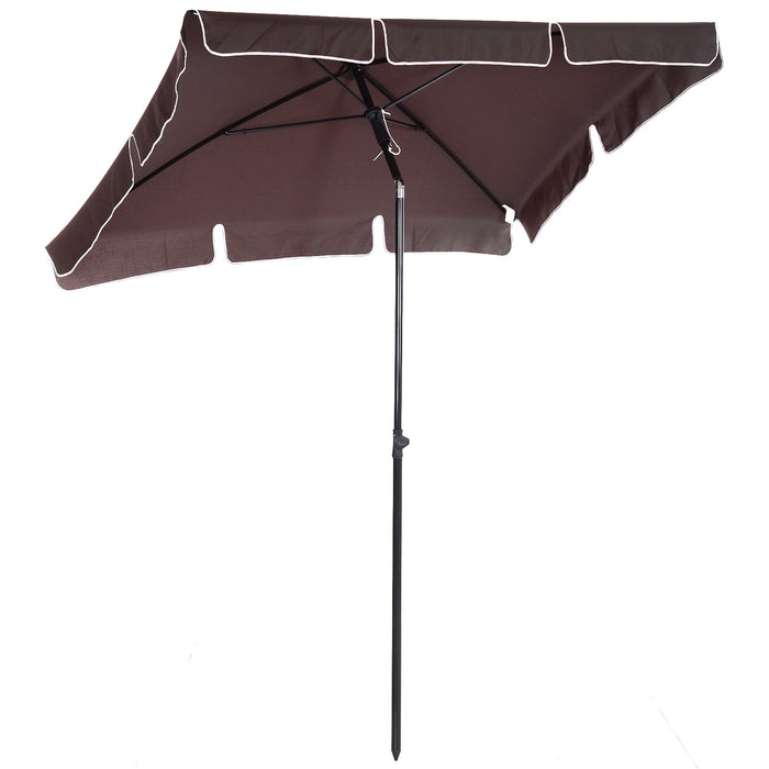 Medina Mandeville Parasol - Zonwering - Tuinparaplu - Balkonparasol - Wit/Bruin - 3 Kleuren - Opvouwbaar -  200 x 125 x 235 cm