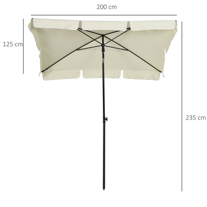 Medina Mandeville Parasol - Zonwering - Tuinparaplu - Balkonparasol - Wit/Bruin - 3 Kleuren - Opvouwbaar -  200 x 125 x 235 cm