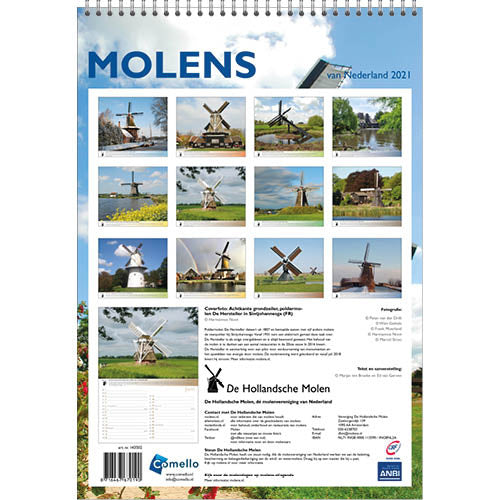 Comello Kalender Molen 34 Cm Papier Groen/Blauw