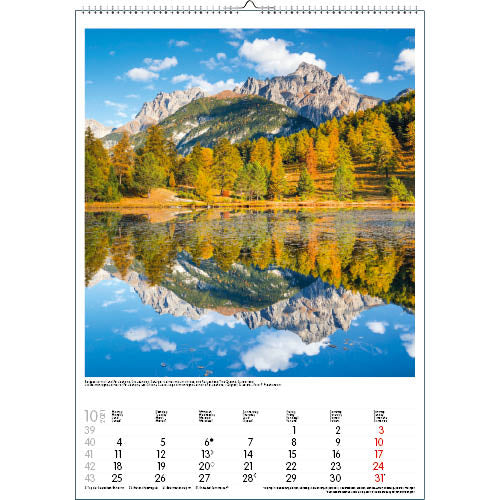 Comello Wandkalender Alpen 30 X 42 Cm Papier Blauw/Groen