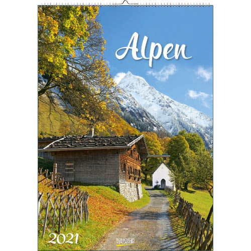 Comello Wandkalender Alpen 30 X 42 Cm Papier Blauw/Groen