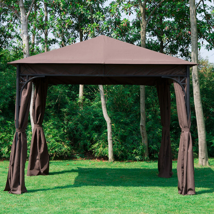 Medina Livonia Paviljoen - Partytent - Luxe - Zijwanden - Waterafstotend - 3x3 m - Staal - Polyester - Bruin