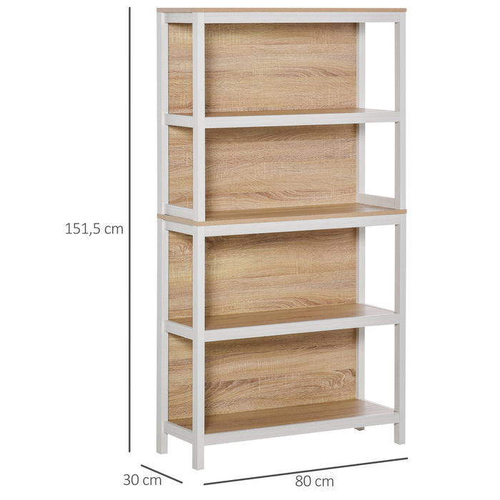 Medina Lakewood Boekenkast - 4-Laags Displayplank - Spaanplaat - Wit - 80 x 30 x 151,5 cm