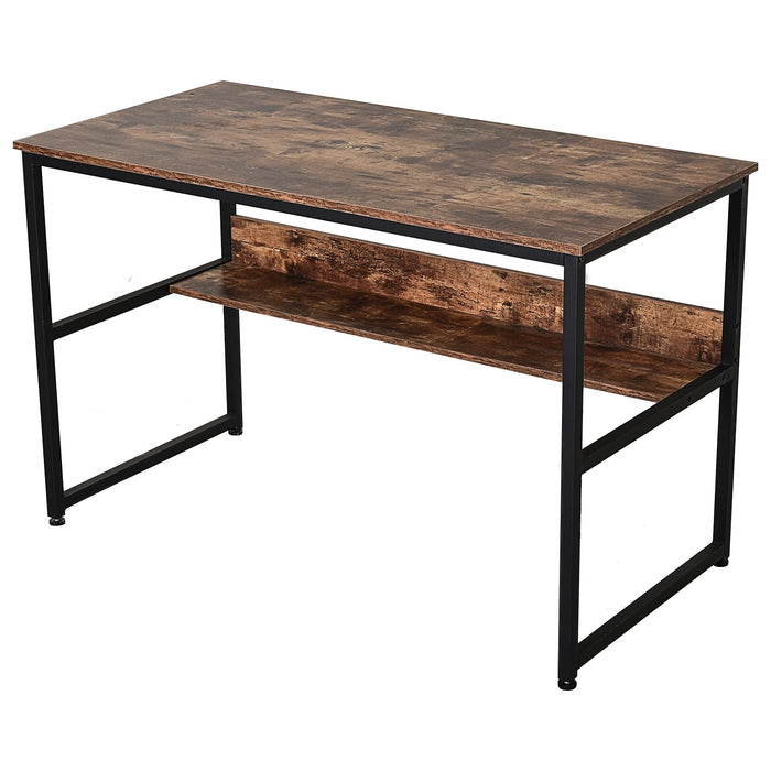 Medina Janesville Bureau - Computertafel - Kantoortafel - Plank - Verstelbare Voeten - Bewerkt Hout - Metaal - Bruin