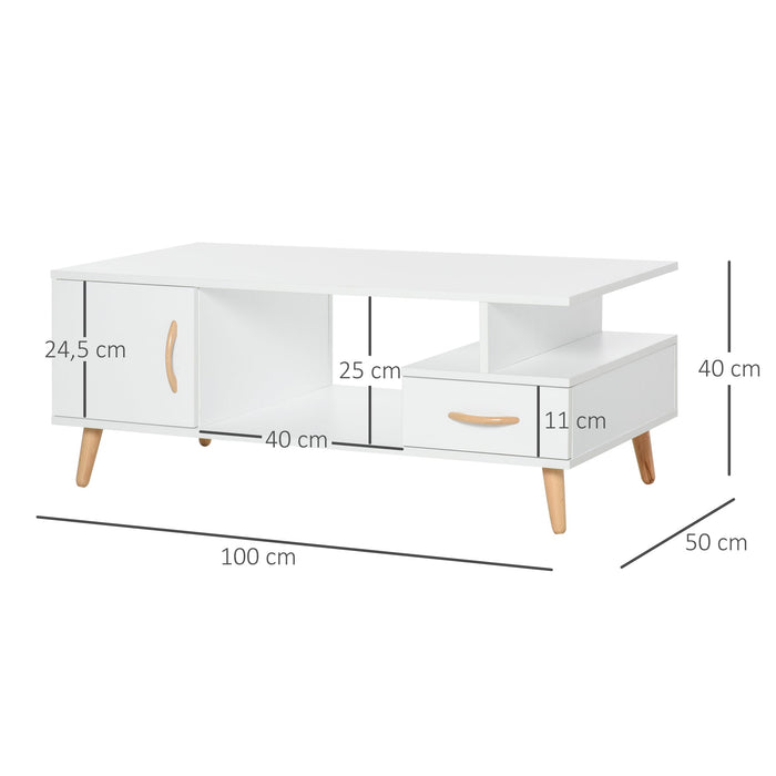 Medina Johns Creek Bijzettafel - Salontafel - Modern - Spaanplaat - Wit - 100 x 50 x 40 cm