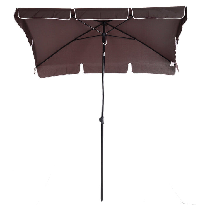 Medina Mandeville Parasol - Zonwering - Tuinparaplu - Balkonparasol - Wit/Bruin - 3 Kleuren - Opvouwbaar -  200 x 125 x 235 cm