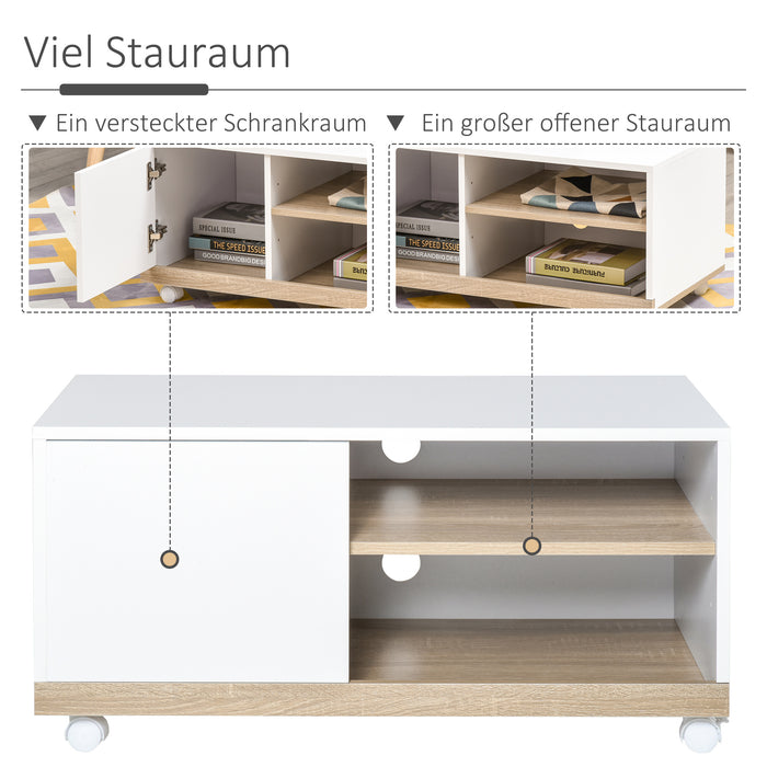 Medina Arcata Kaptafel - Make-Up Tafel - Inklapbare Spiegel - MDF - Grenenhout - Wit - Natuur - 60 x 50 x 85.5 cm