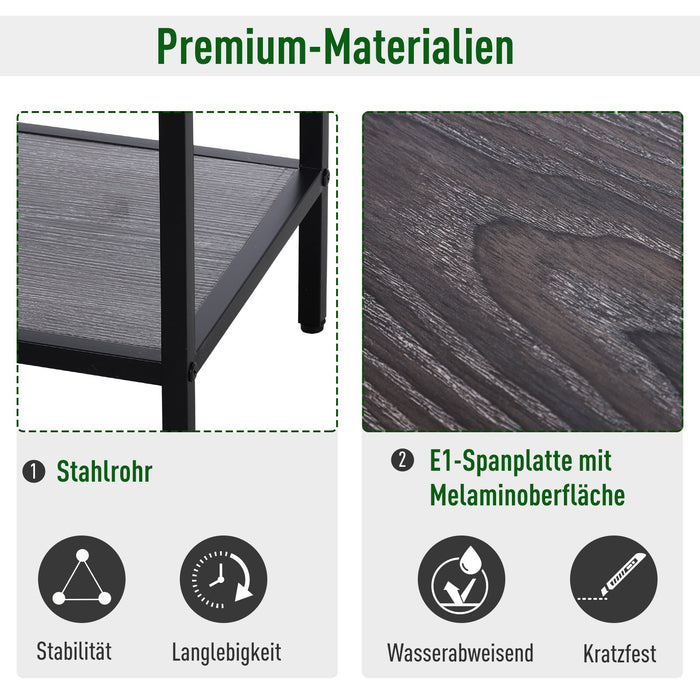 Medina Portland Consoletafel - Bijzettafel - 2 Lades - Open Plank - 120 x 30 x 81.5 cm - Staalgrijs - Staal - Bewerkt Hout