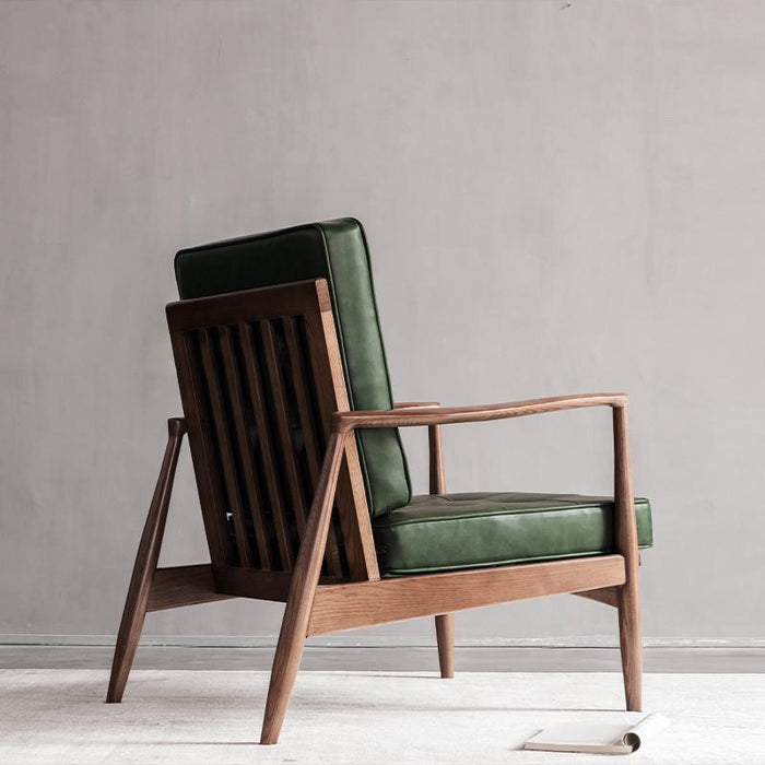 Medina luxe fauteuil - Bruin/Groen - bekleed met echt leer
