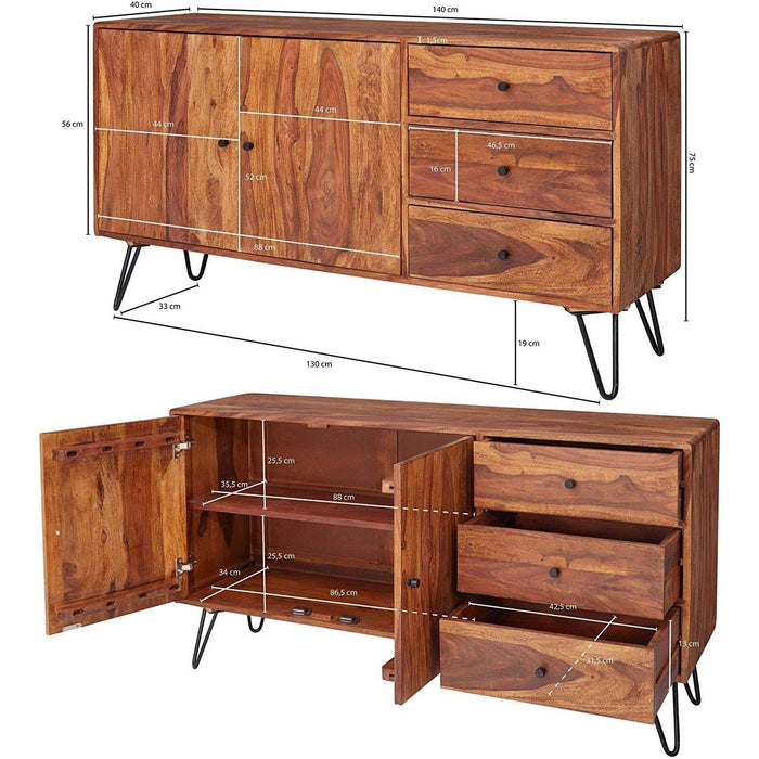 Medina Dressoirs - Massief Houten Kast - Dressoir Kasten - Opbergkast - 145 x 75 x 40 cm