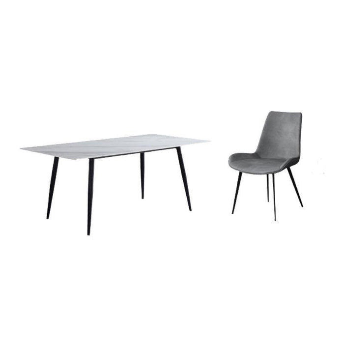 Medina Eettafel - Eettafel set - Met 4 stoelen - Wit/Zwart - Marmer - Modern