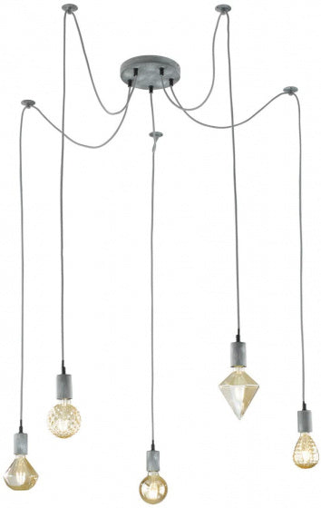 Trio Hanglamp Koord 150 Cm 5 X E27 Staal 60W