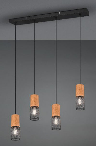Trio Hanglamp Tosh 150 X 65 Cm Staal Matzwart/Naturel