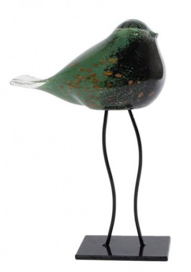 Medina Beeld Vogel Op Poten Glas 15 X 7,5 Cm Glas Groen