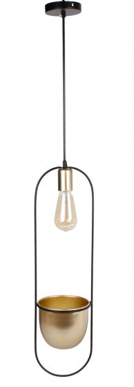 Medina Ovale Hanglamp 'Martijn' 16X15X60 Cm Metaal Zwart/Goud